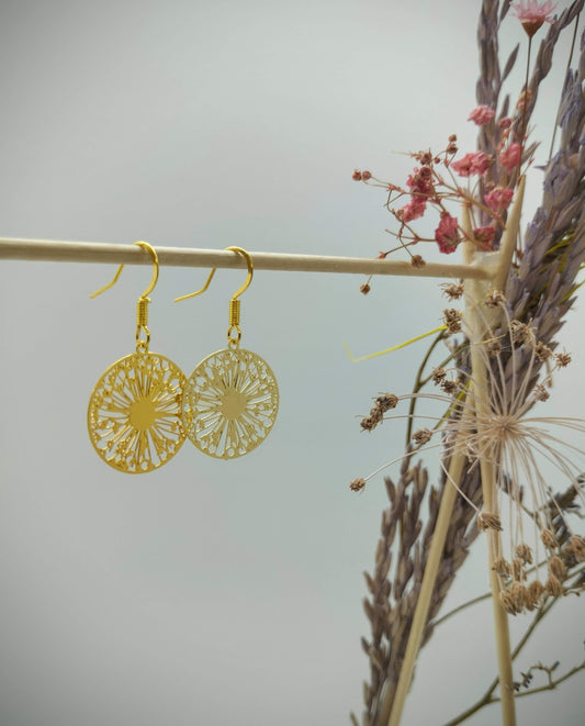 Oorbellenset Bohemian Wishflowers - kleine hangertjes (goud /RVS)