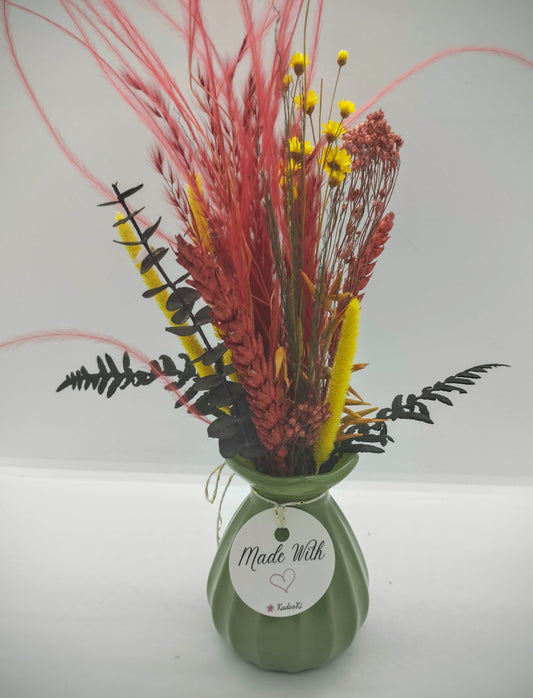 Droogbloemen in kleurrijk Porseleine vaasje