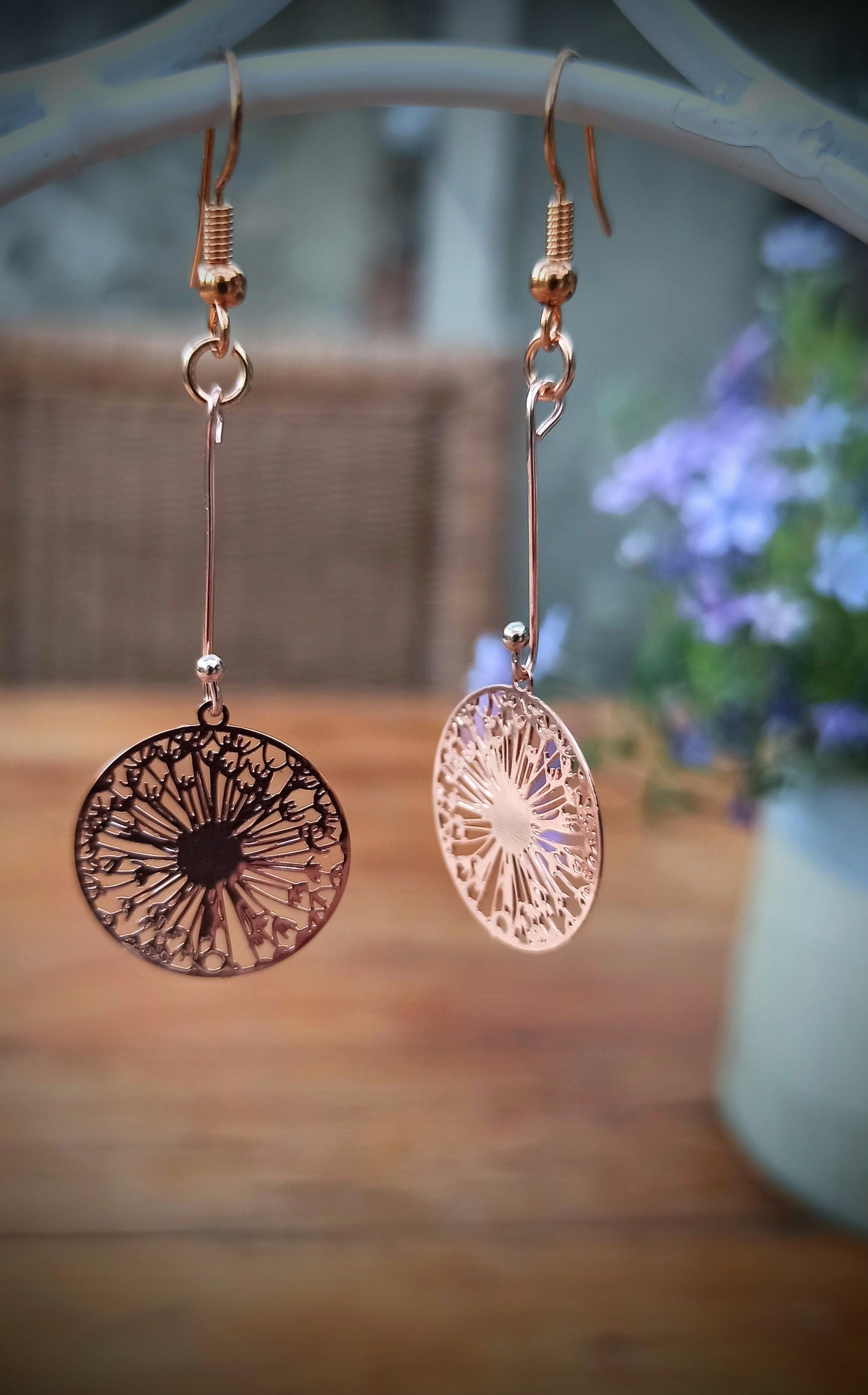 Oorbellenset Bohemian Wishflowers - hangertjes (Rosé/Goud)